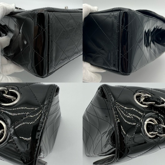 Authentic Chanel Classic Glossy shimmery black Patent leather Maxi single flap - Picture 14 of 17